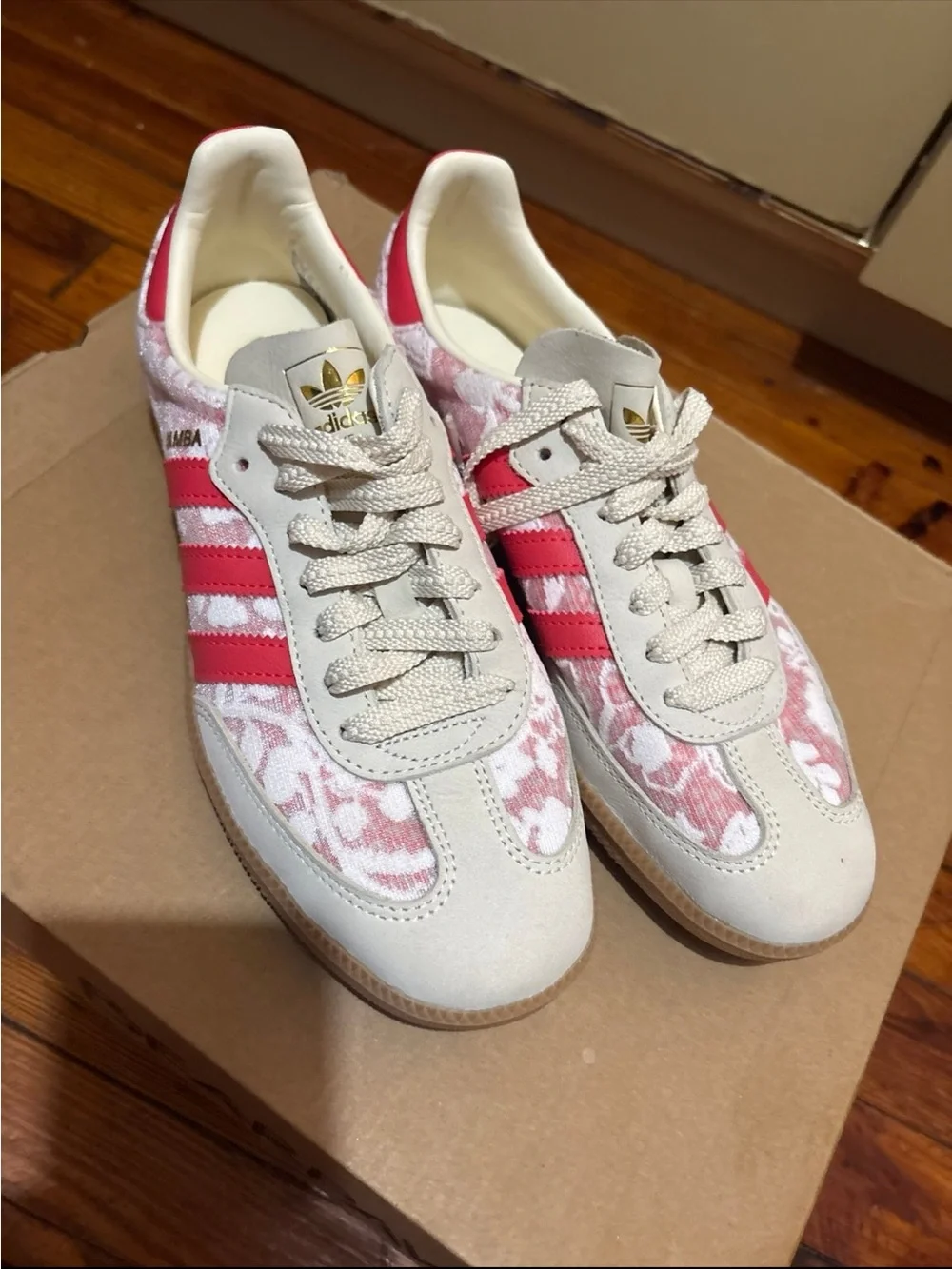 Adidas Samba Women's Pink & Cream Lace-Pattern Sneakers “liberty london”